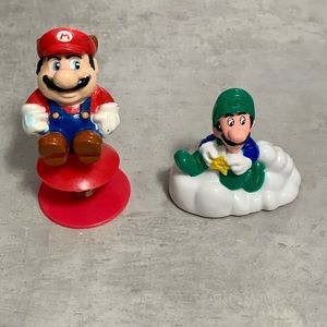 1989 Nintendo Mario Raccoon Suit Suction And Luigi Pull Back Action Figure Toy